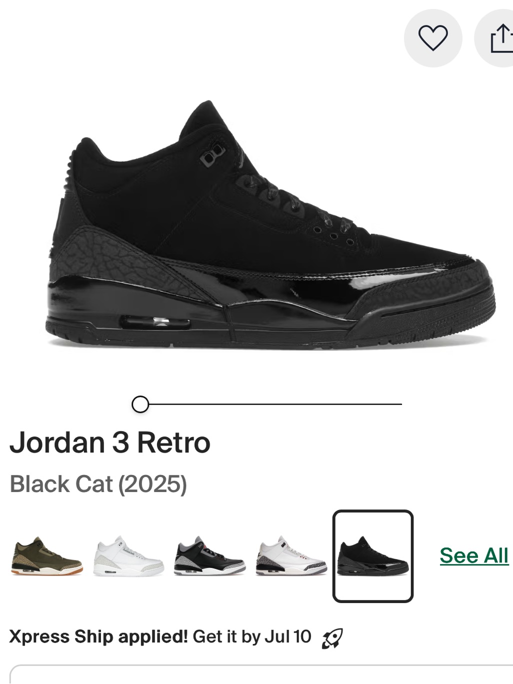 Air Jordan 3 Retro Black Cat Men's Size 8.5 Sneakers Like New!!